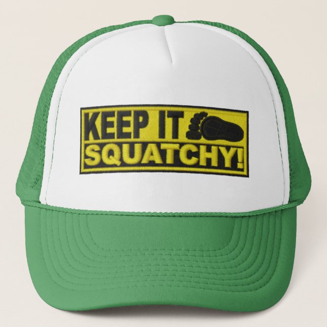 Gelb BEHALTEN ES SQUATCHY!  "Stickenblick" Druck Truckerkappe (Vorderseite)