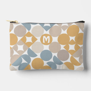 Gelb Beige Braun Grau Midcentury Kreise Muster Zubehörtasche