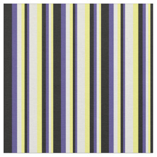 Gelb, Beige, dunkle Schieferblau und schwarze Lini Stoff