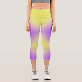 Gelb bis Lila Diamantmuster Capri Leggings
