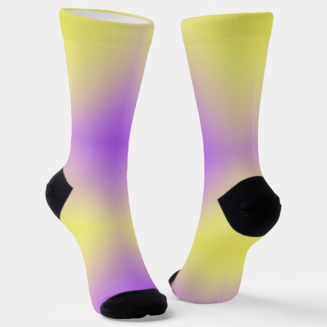 Gelb bis Lila Diamantmuster Socken (Gewinkelt)