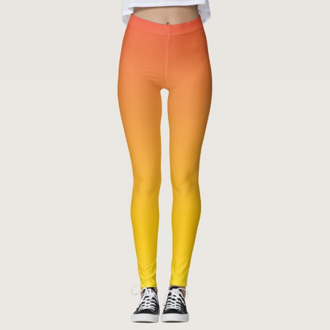Gelb bis Orange Ombre Fade Gradient Leggings (Vorderseite)