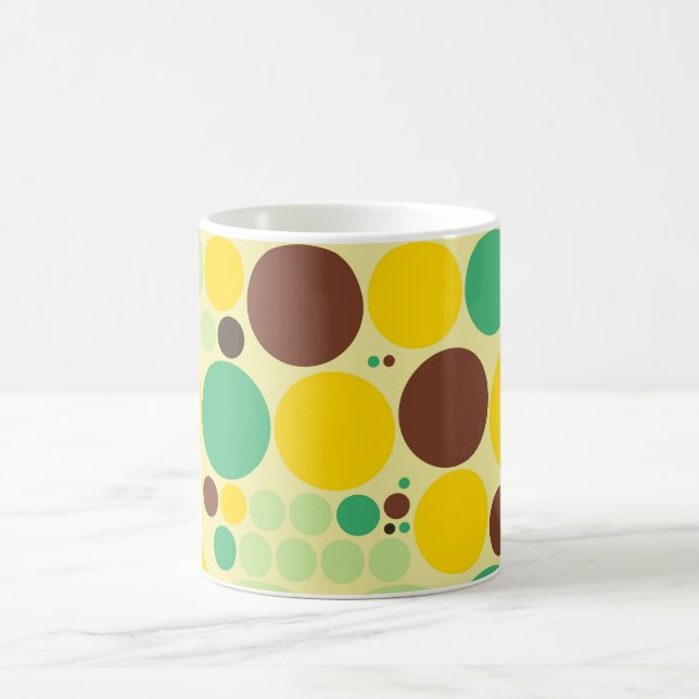 Gelb, blau, braunes Polka-Punktmuster Kaffeetasse (Mittel)