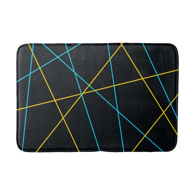 Gelb, blau, cool, trendig, urbane, moderne Linien Badematte (Vorderseite)