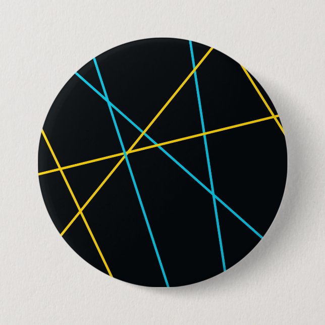 Gelb, blau, cool, trendig, urbane, moderne Linien Button (Vorderseite)