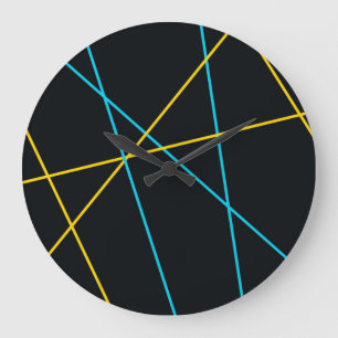 Gelb, blau, cool, trendig, urbane, moderne Linien Große Wanduhr