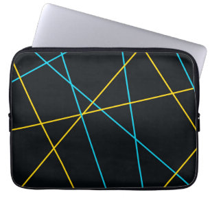 Gelb, blau, cool, trendig, urbane, moderne Linien Laptopschutzhülle