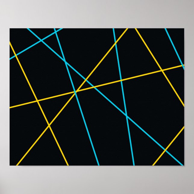 Gelb, blau, cool, trendig, urbane, moderne Linien Poster (Vorne)