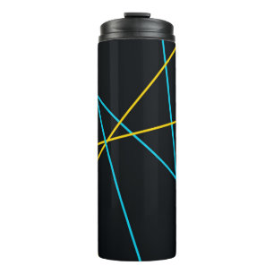 Gelb, blau, cool, trendig, urbane, moderne Linien Thermosbecher