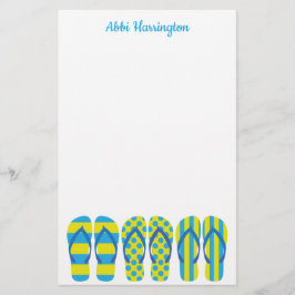 Gelb & blau Flip Flops Personalisiert Stationery Briefpapier