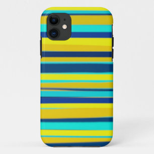 Gelb-blau gestreifte Grafik Kunst iPhone 11 Hülle