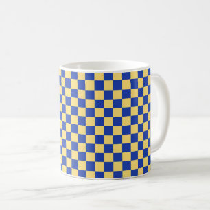 Gelb-blau kariertes Brettmuster Kaffeetasse