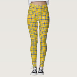Gelb Blau Kariertes Klassisches Muster Retro Leggings