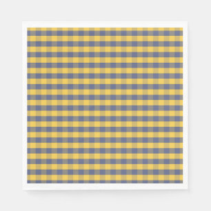 Gelb-blau-kariertes Muster Serviette