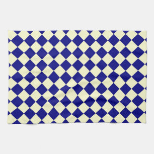 Gelb Blau Schachbrett Diamantmuster Geschirrtuch