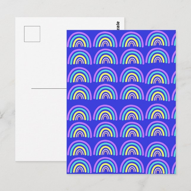 Gelb, blau und Lila Postkarte (Vorne/Hinten)