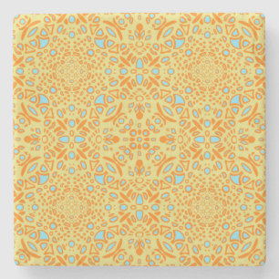 Gelb Blau und Orange Spaß Geometrisch Einzigartig Steinuntersetzer