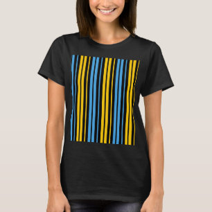 Gelb Blau und Schwarz Vertikales Streifenmuster  T-Shirt