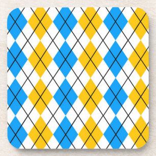 Gelb Blau Weiß Argyle-Diamant-Design Getränkeuntersetzer