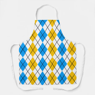 Gelb Blau Weiß Argyle Diamant Design Schürze
