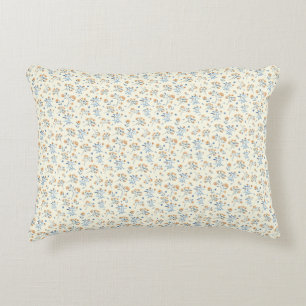 Gelb Blaue Vintage-Wildblumenmuster   Dekokissen