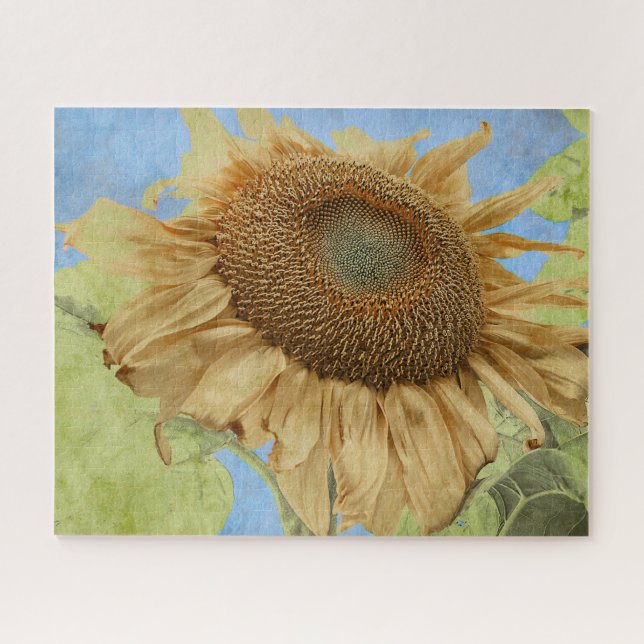 Gelb blauer Boho Rustikale Landblume (Horizontal)