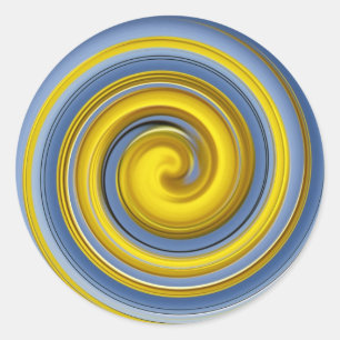 Gelb-blaues Spiralmuster Runder Aufkleber