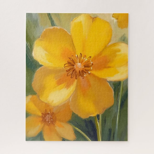 Gelb Blumen Wasserfarbe Frühlingsblüten Gemalt (Vertikal)
