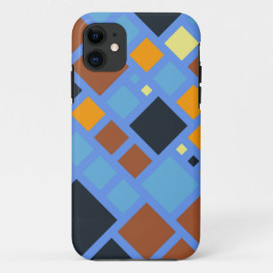 Gelb-braune Retro Modernes Quadrat Muster Case-Mate iPhone Hülle