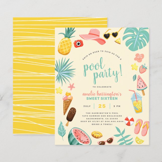 Gelb | Budget Ananas Tropical Pool Party (Vorne/Hinten)