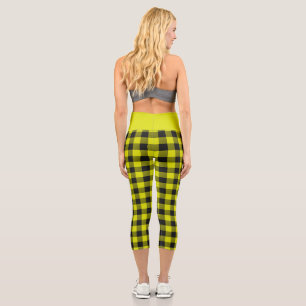 Gelb Buffalo Kariert Capri Leggings