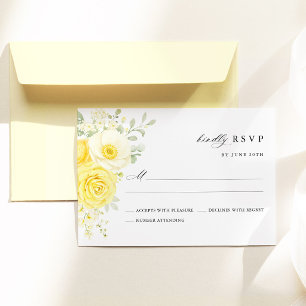 Gelb-Butter-Elfenbein-Blumen-Hochzeits-RSVP-Karte RSVP Karte