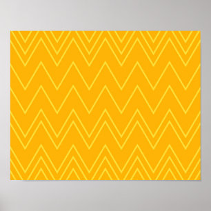 Gelb, cool, trendy, modern, urbanes Zickzack-Muste Poster