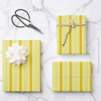 Gelb & Dunkelgelb Dicke und Dünne Streifen Geschenkpapier Set