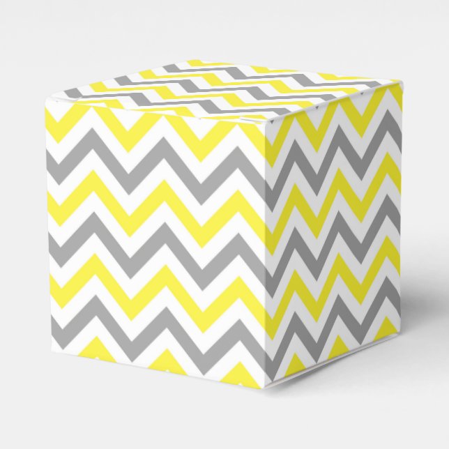 Gelb, dunkelgrau, großes Zickzack ZigZag-Muster Geschenkschachtel (Vorderseite)