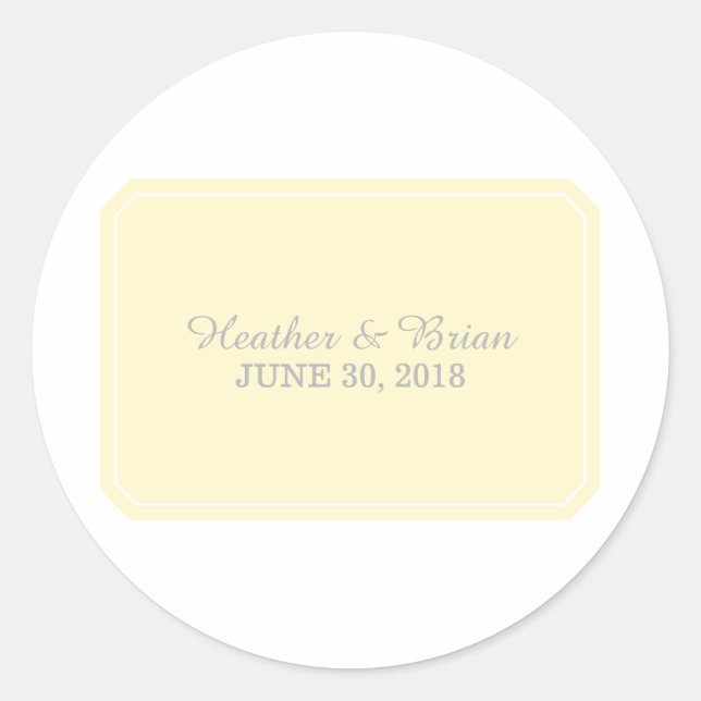 Gelb einfach elegant Hochzeitsticker Runder Aufkleber (Vorderseite)