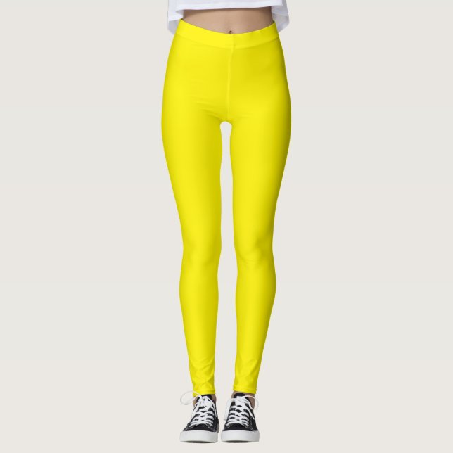 Gelb, einfach, fest leggings (Vorderseite)