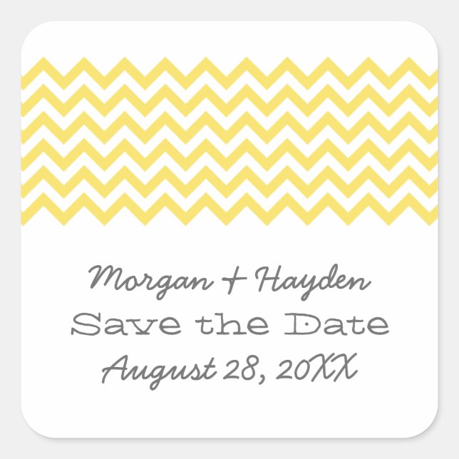 Gelb Einfache Zickzack Save the Date Stickers (Vorderseite)
