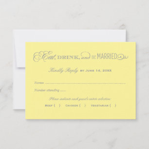 Gelb Essen Trinken und Verheiratet sein RSVP Karte