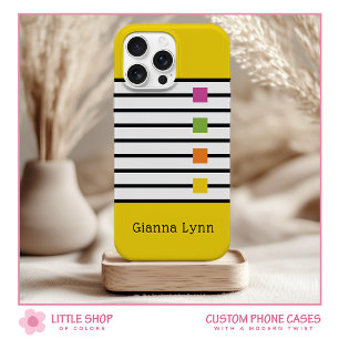 Gelb Farbblock Schwarze Streifen Monogramm Case-Mate iPhone Hülle