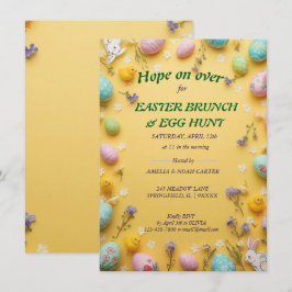 Gelb farbenfrohe Oster-BRUNCH & -SUCHE Einladung