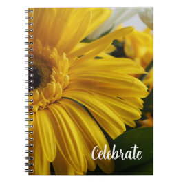 Gelb Floral Feiern Foto Spiralblock Notizblock