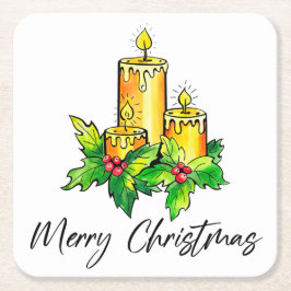 Gelb frohe Weihnachten und glücklich Neues Jahr Rechteckiger Pappuntersetzer