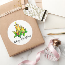 Gelb frohe Weihnachten und glücklich Neues Jahr Runder Aufkleber