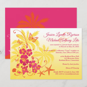 Gelb, Fuchsia, orange tropische Hochzeit Einladung