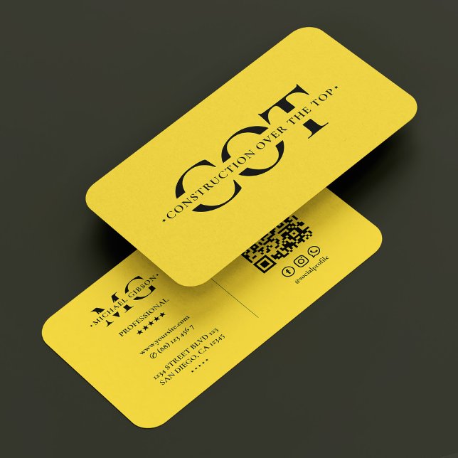 Gelb für den Kontraktor für moderne Bautechnik Visitenkarte (Modern Construction Monogram Contractor Yellow Business Card
)