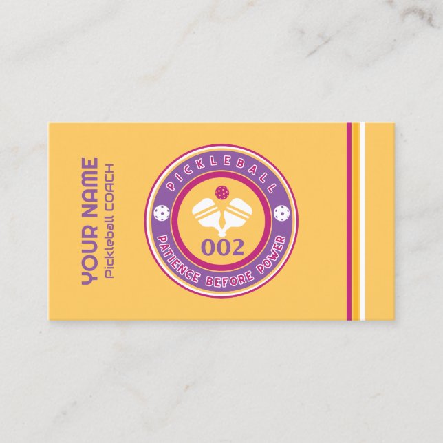 Gelb für den Pickleball-Coach Visitenkarte (Vorderseite)