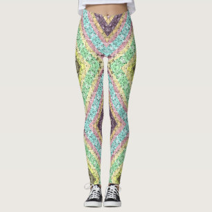 Gelb-gelb-gelb-dekoriertes Flickwerk im Retrostil Leggings
