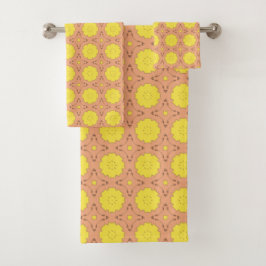 Gelb geometrisch floral gemustert badhandtuch set