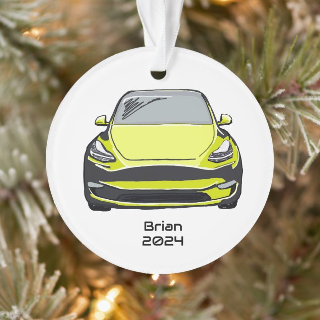 Gelb gezeichnete Skizze für Elektrofahrzeug SUV Ornament (Baum)